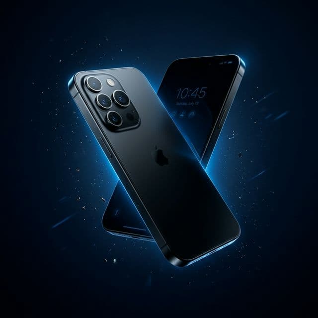 Premium flagship smartphone floating in zero gravity